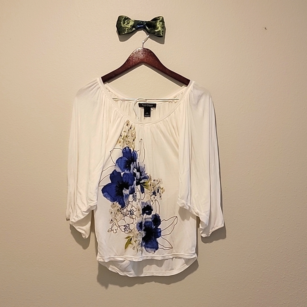 White House Black Market embroidered poet shirt